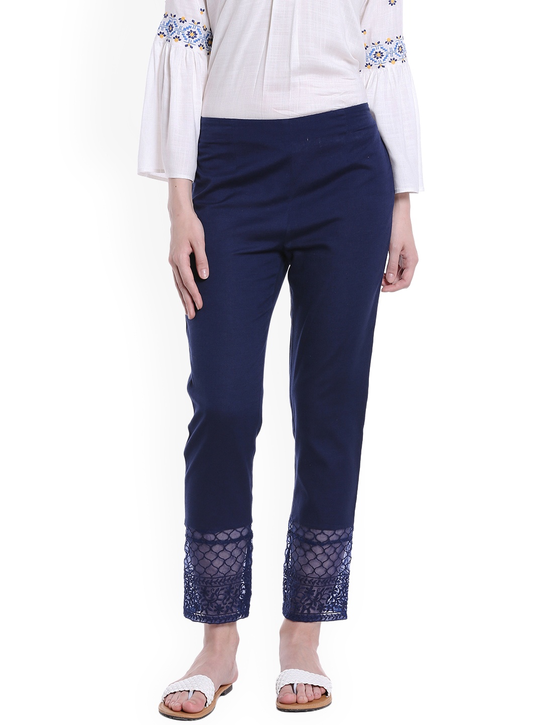

Fusion Beats Women Blue Regular Fit Solid Regular Trousers