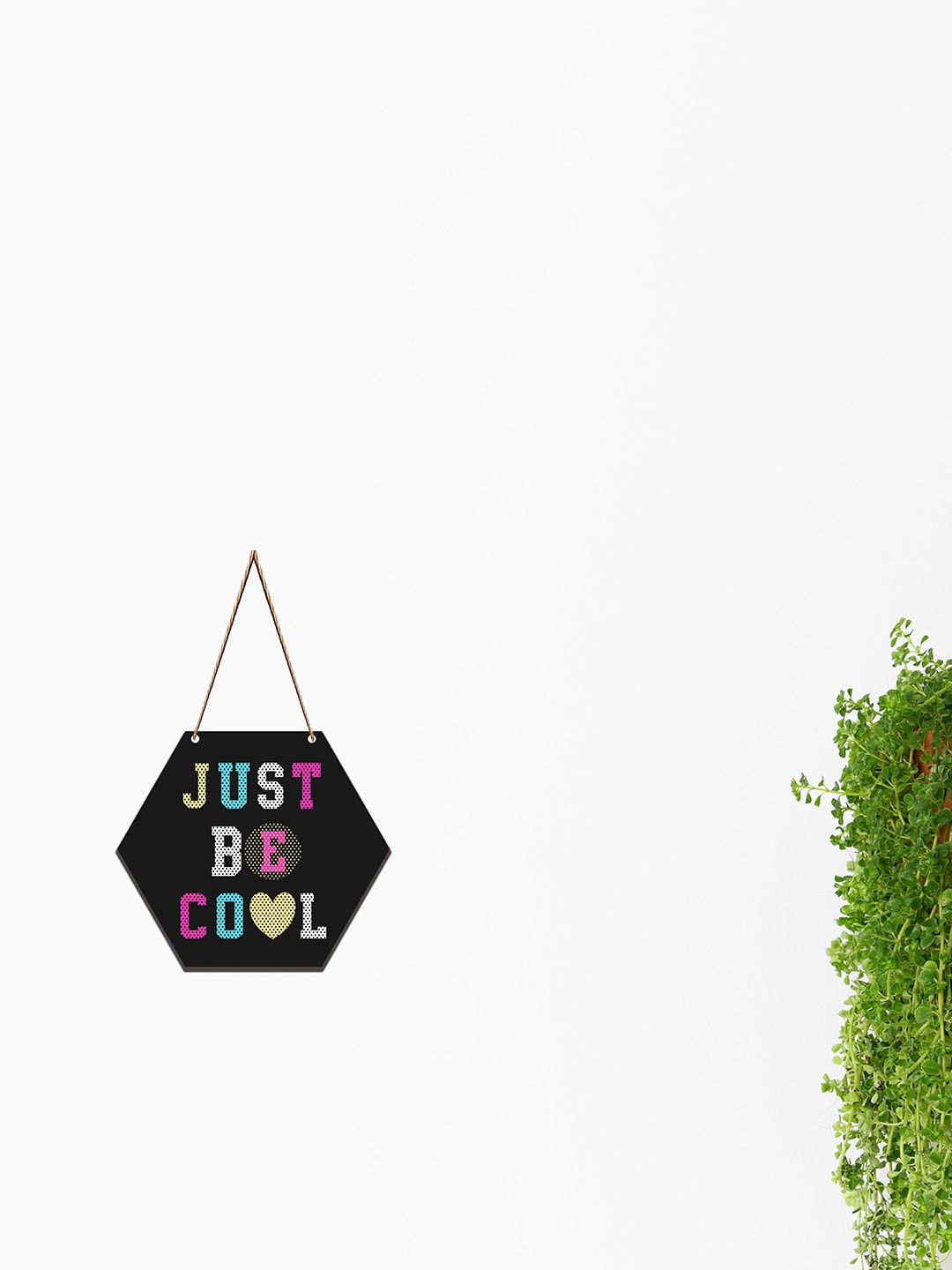 SAF Black & Pink Motivational Printed Hexagon Wooden Wall Hanging