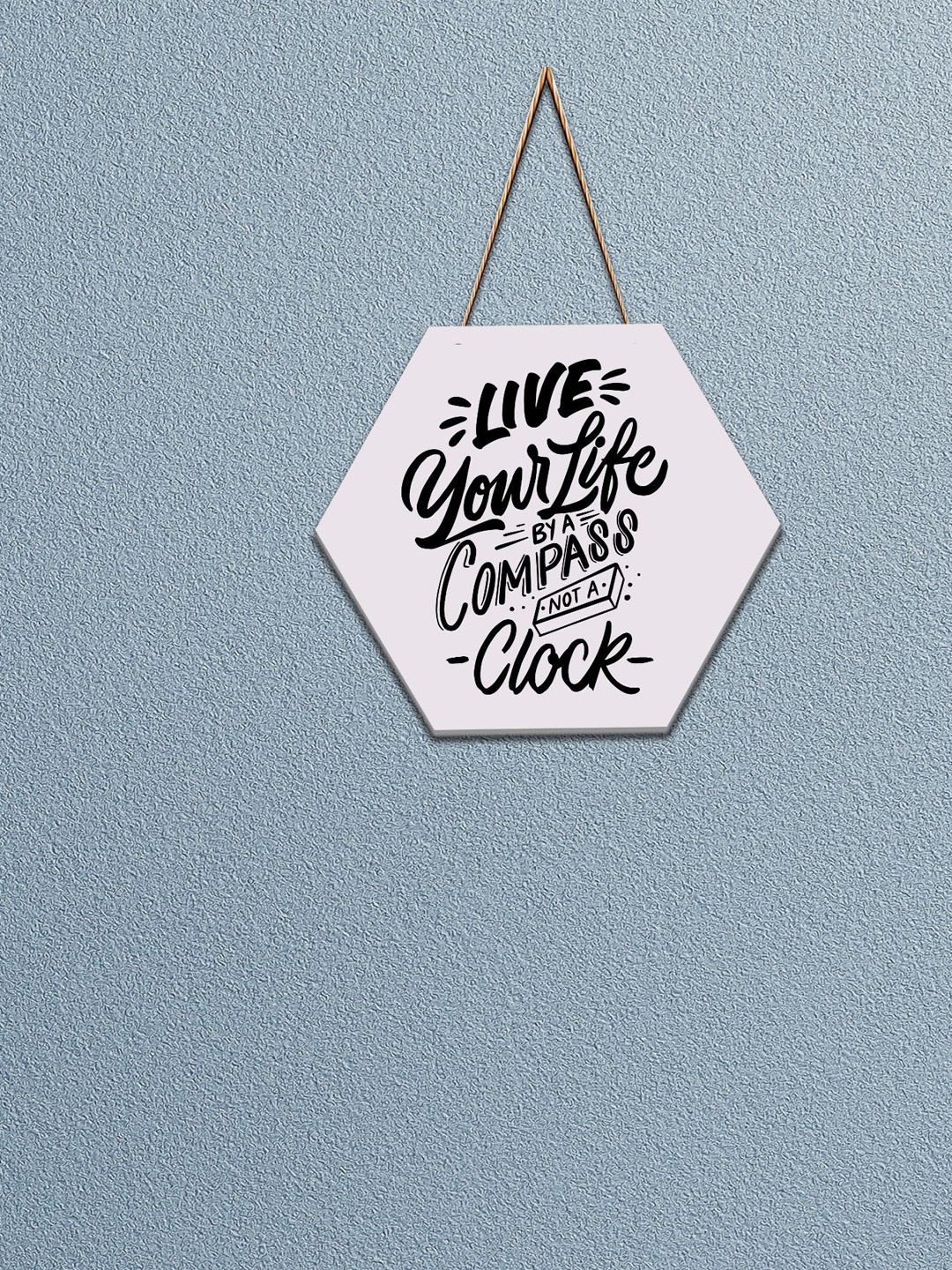 

SAF White & Black Motivational Printed Hexagon Wooden Wall Hanging