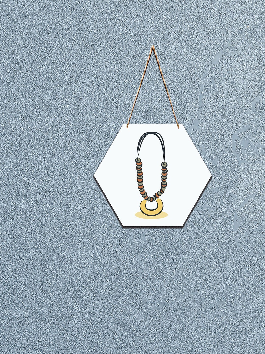 

SAF Off-White & Grey Printed Hexagon Wooden Wall Hanging