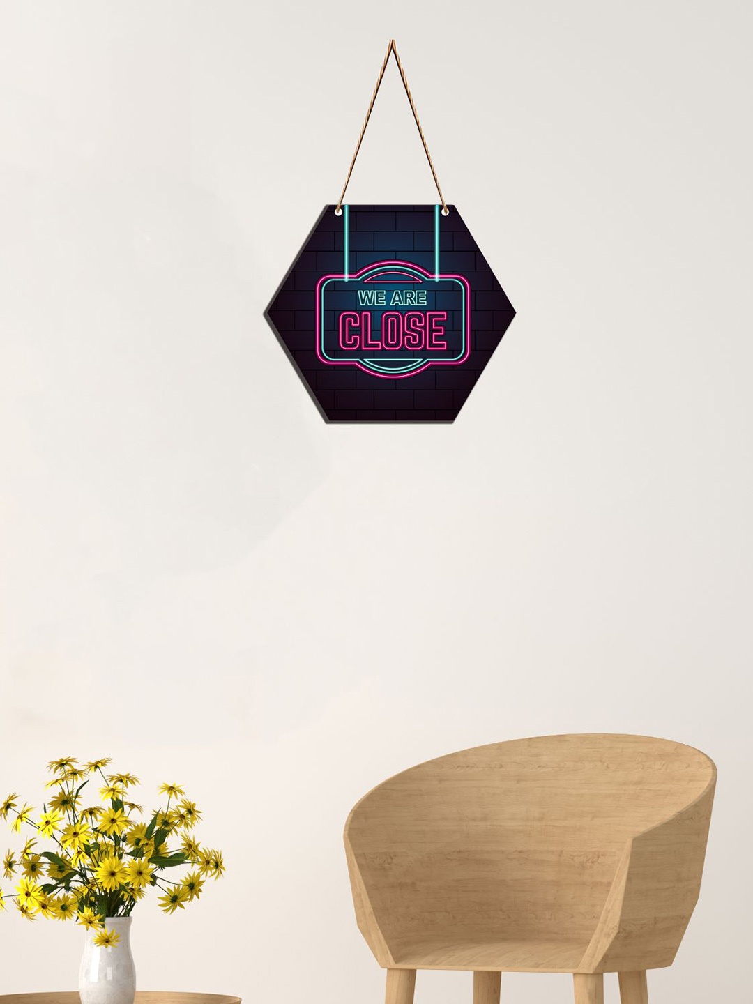 

SAF Blue & Pink Printed Wooden Wall Hanging