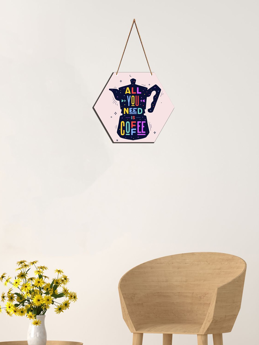 

SAF Pink & Blue Printed Wooden Wall Hanging