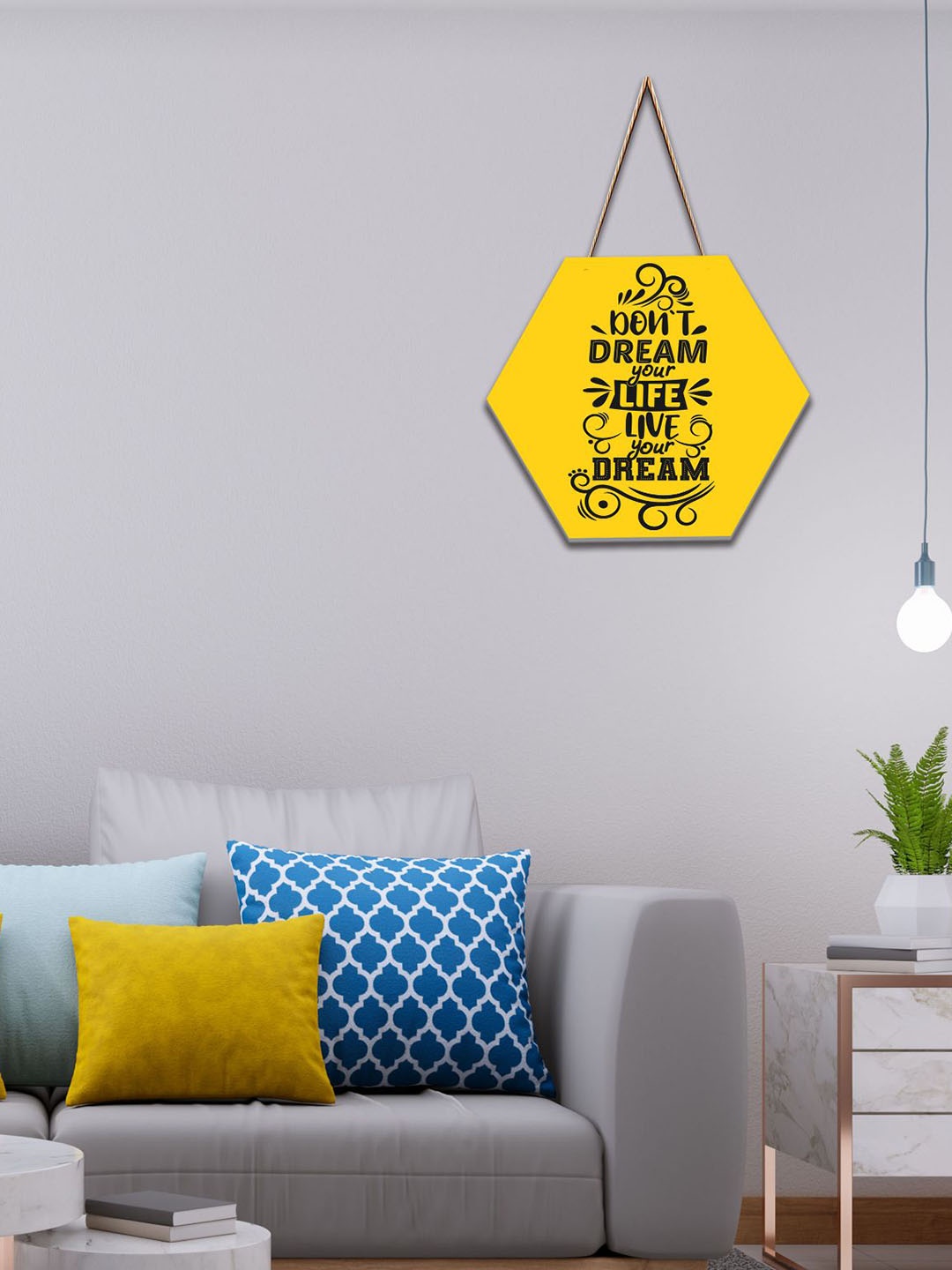 

SAF Yellow & Black Printed Wooden Wall Hanging