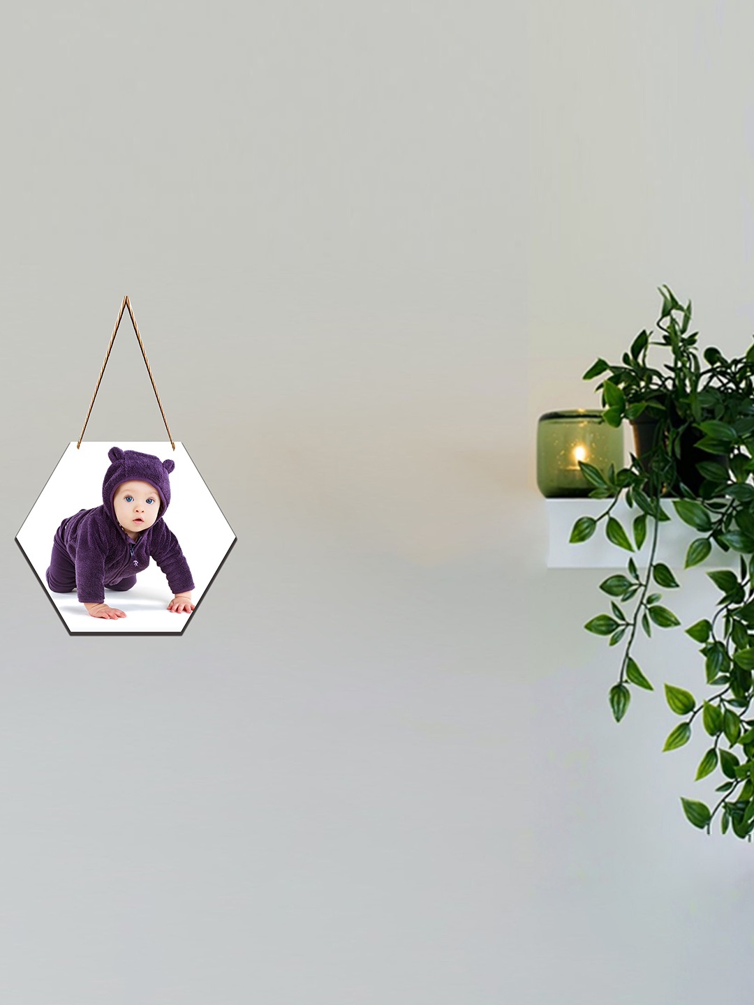 

SAF White & Purple New Born Baby Printed Wooden Wall Hanging