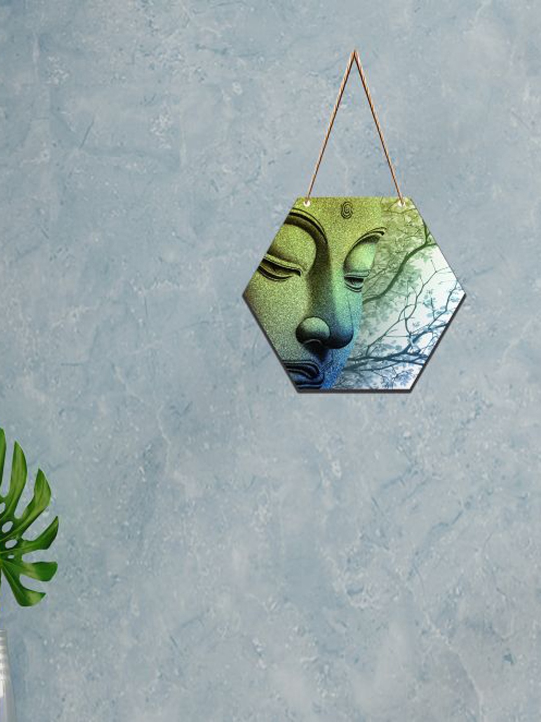 

SAF Green & Blue Lord Buddha Printed Wooden Wall Hanging
