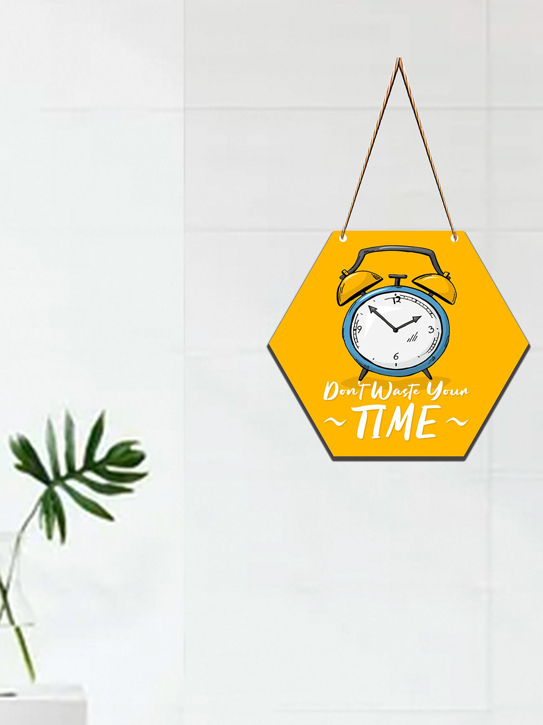 

SAF Yellow & White Motivational Printed Hexagon Wall Hanging