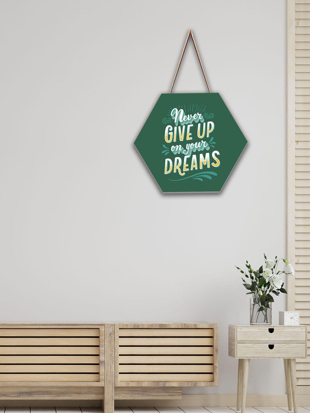 

SAF Green Motivational Printed Hexagon Wall Hanging