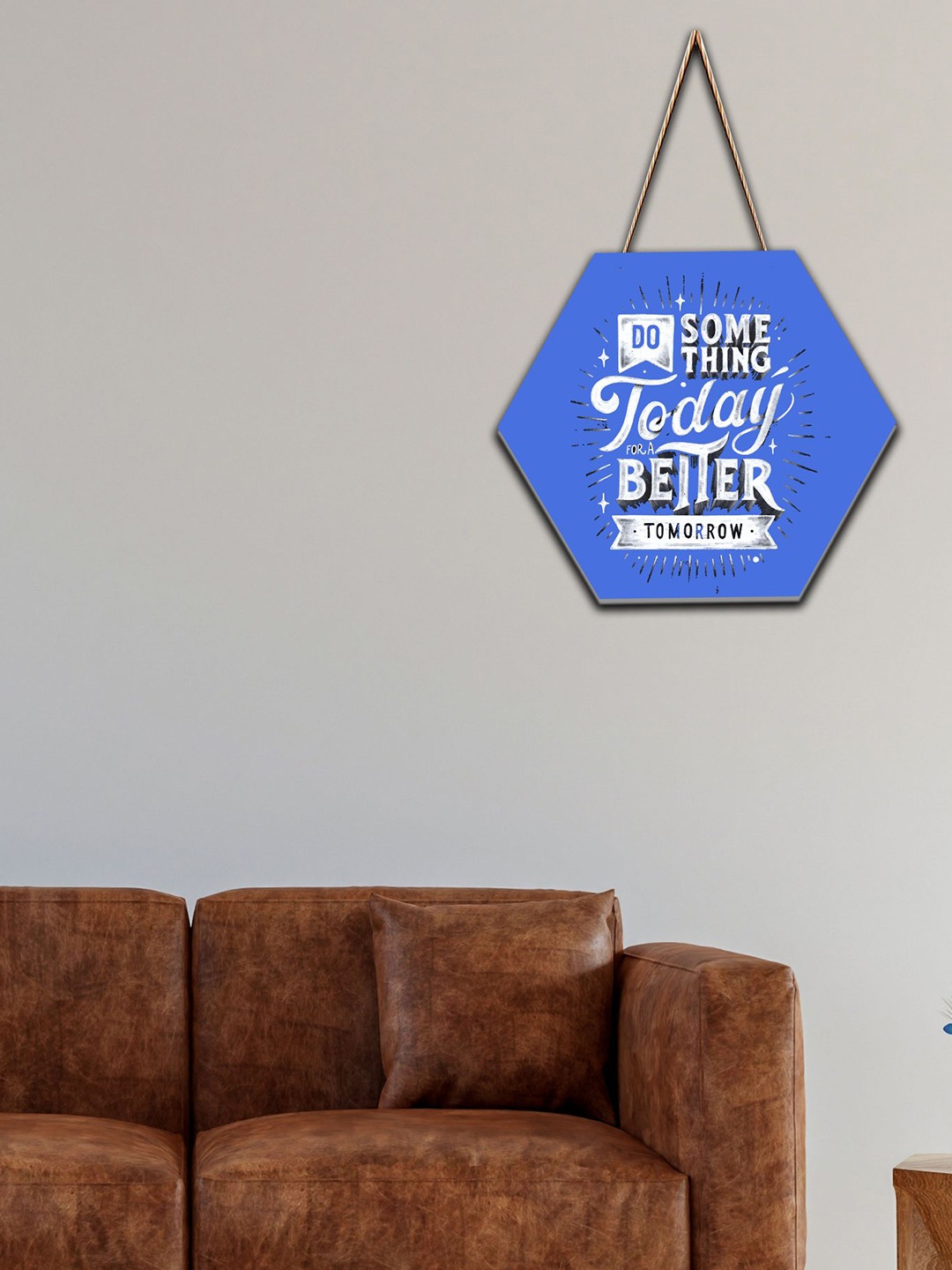 

SAF Blue & White Motivational Printed Hexagon Wall Hanging