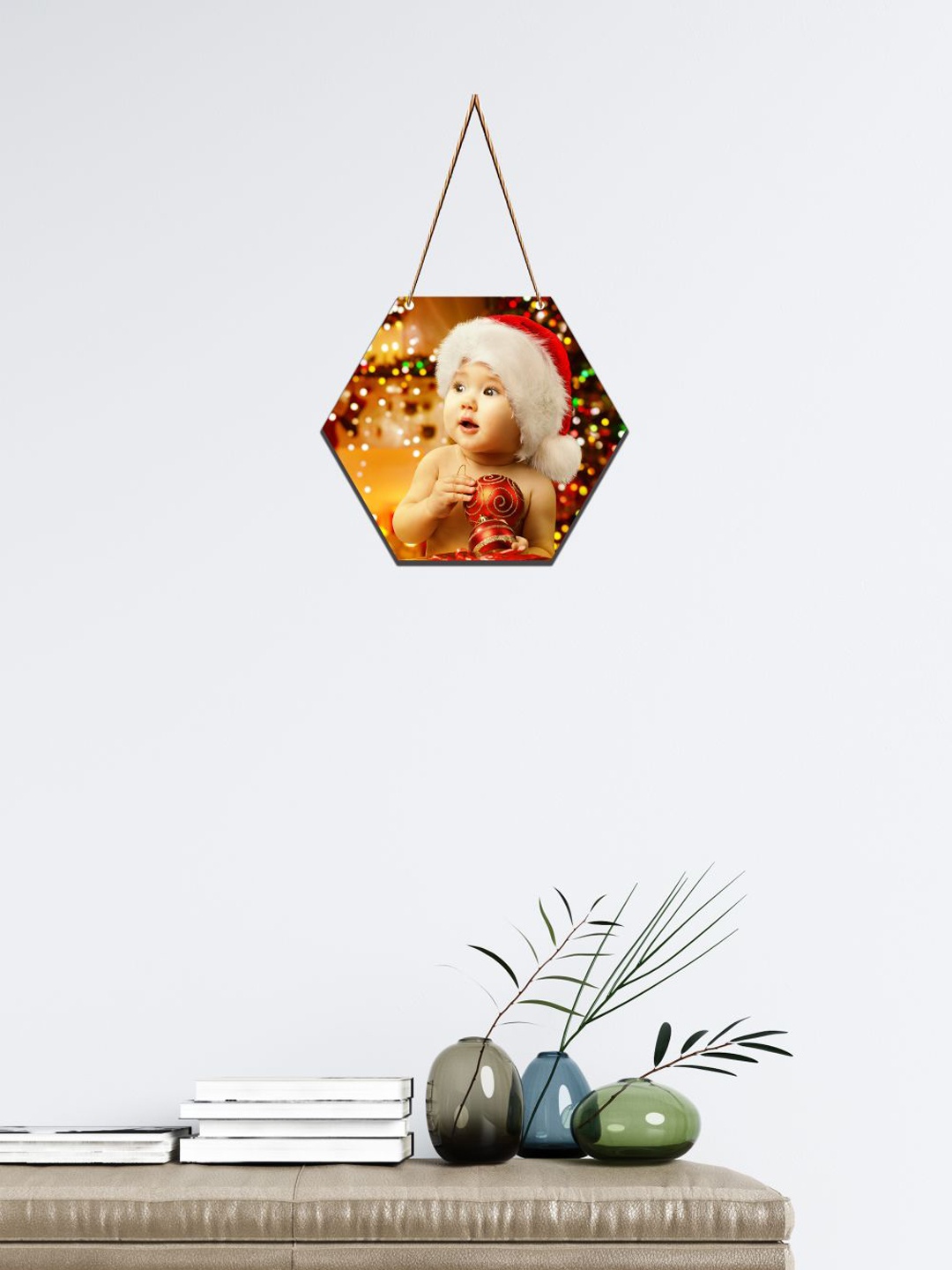 

SAF Red & Yellow New Born Baby Printed Hexagon Wall Hanging