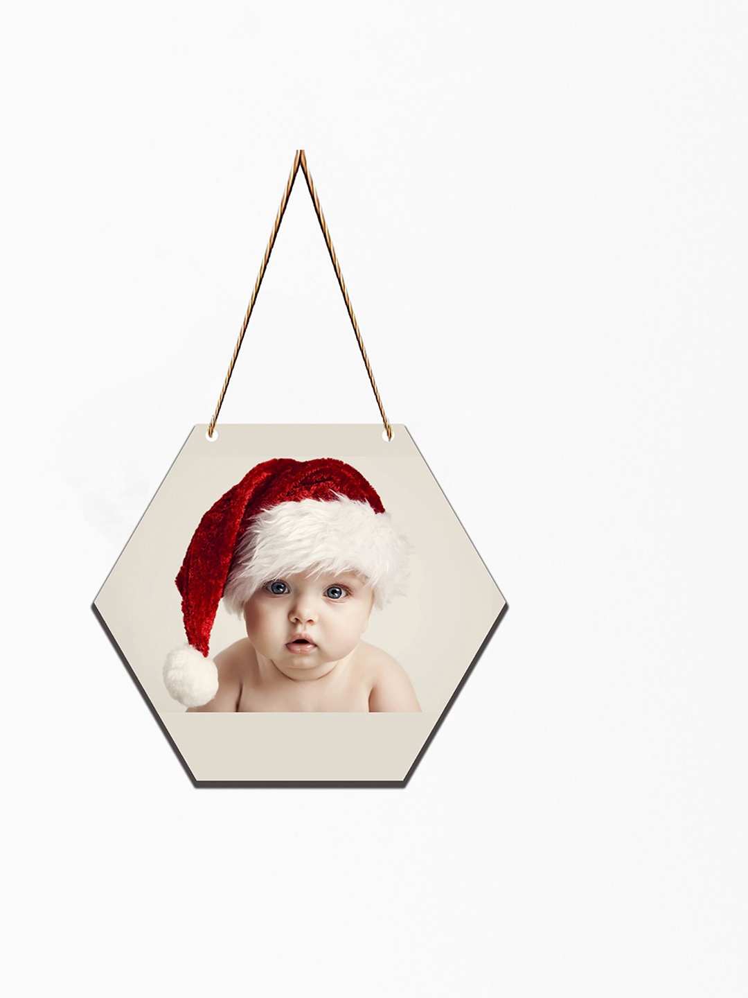 

SAF Beige & Red New Born Baby Printed Hexagon Wall Hanging
