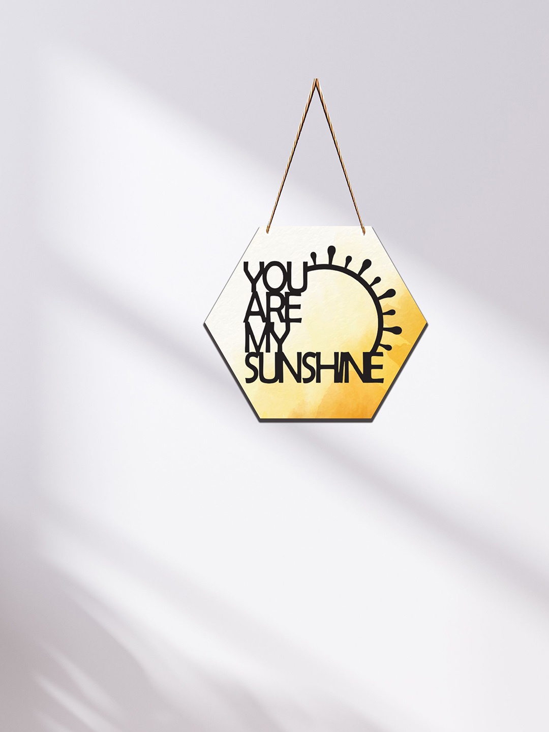 

SAF Yellow & Black Printed Hexagon Wall Hanging