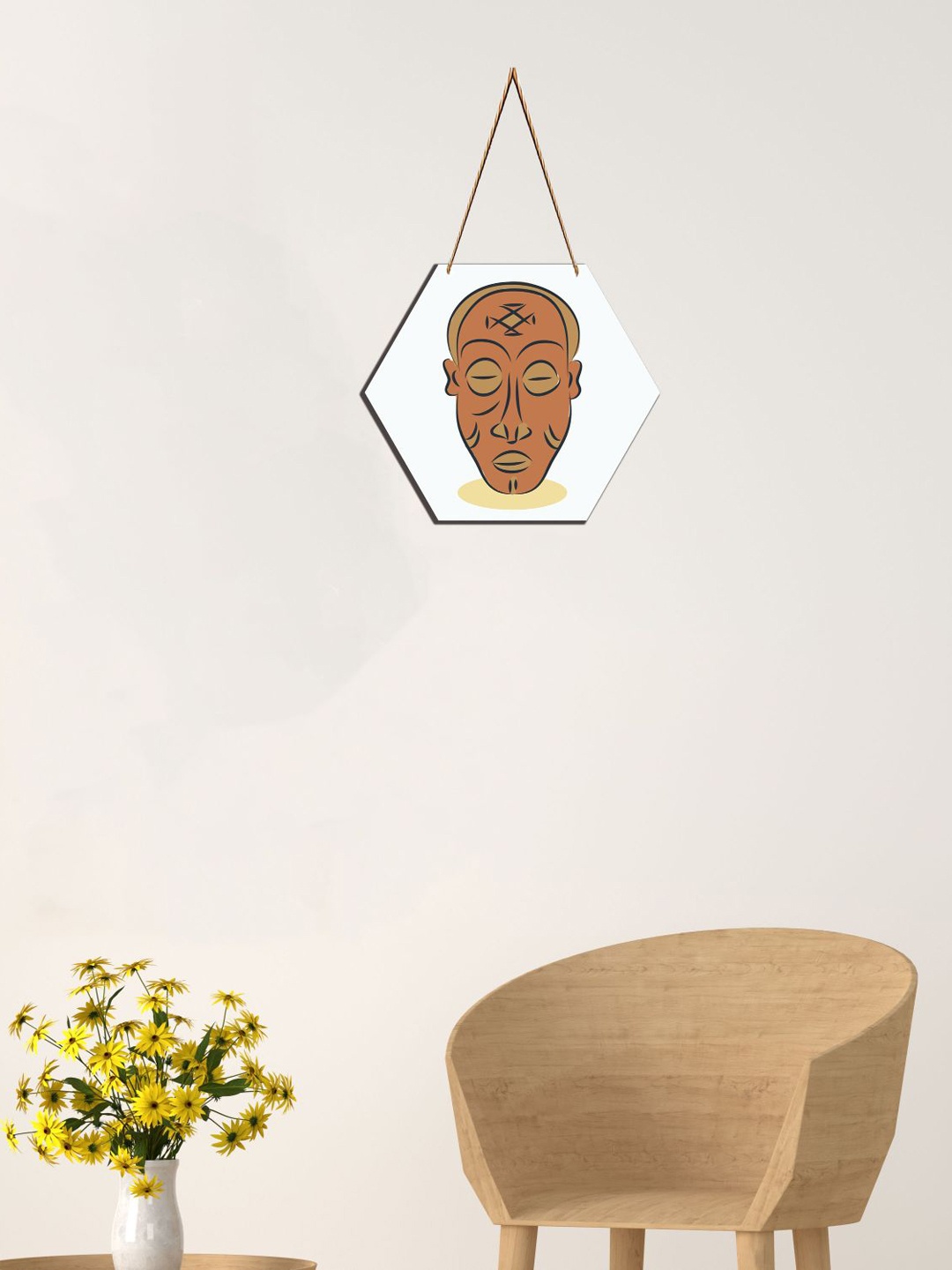 

SAF Brown & White Abstract Art Printed Hexagon Wall Hanging