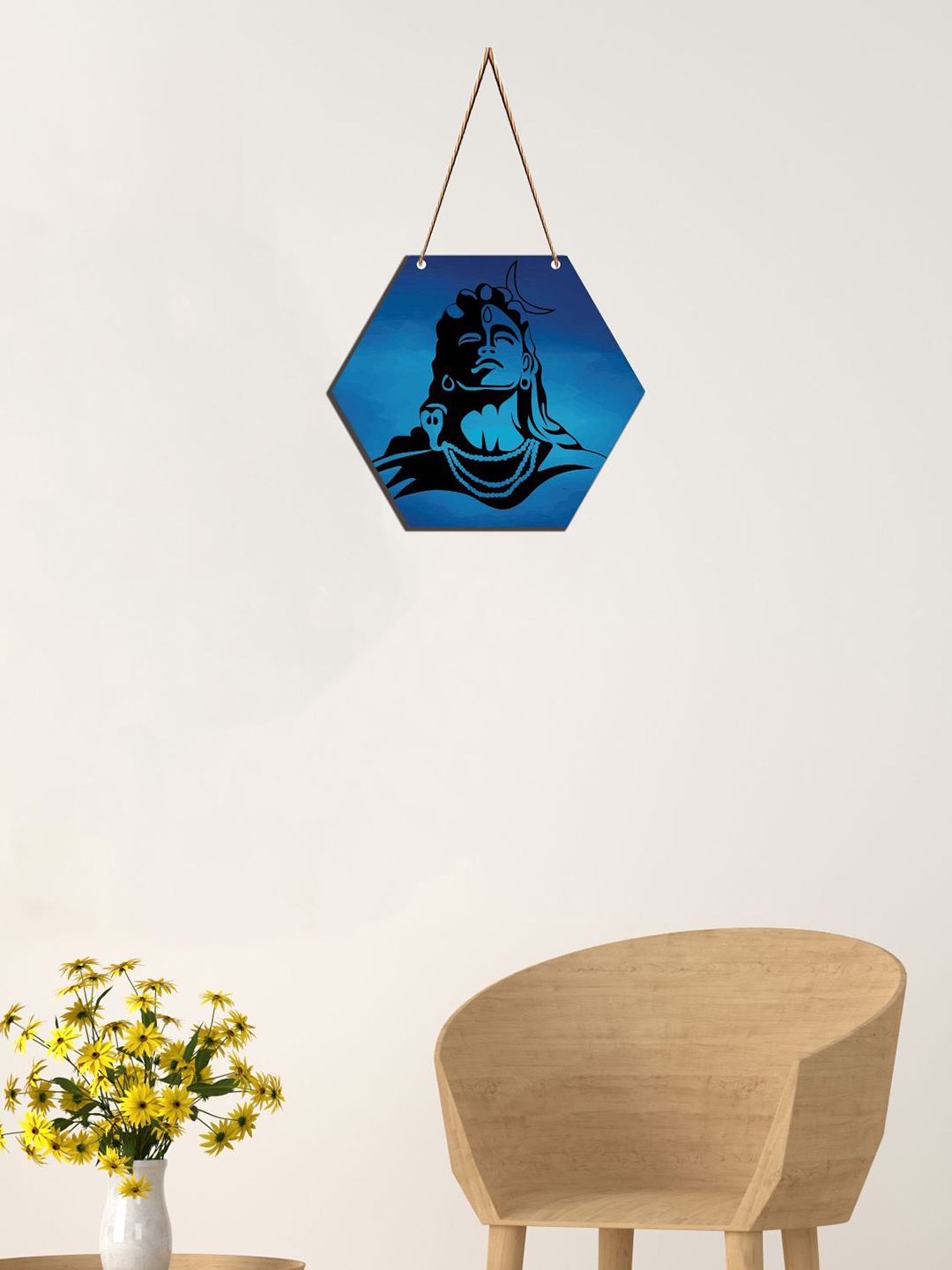 

SAF Blue & Black Lord Shiva Printed Hexagon Wall Hanging