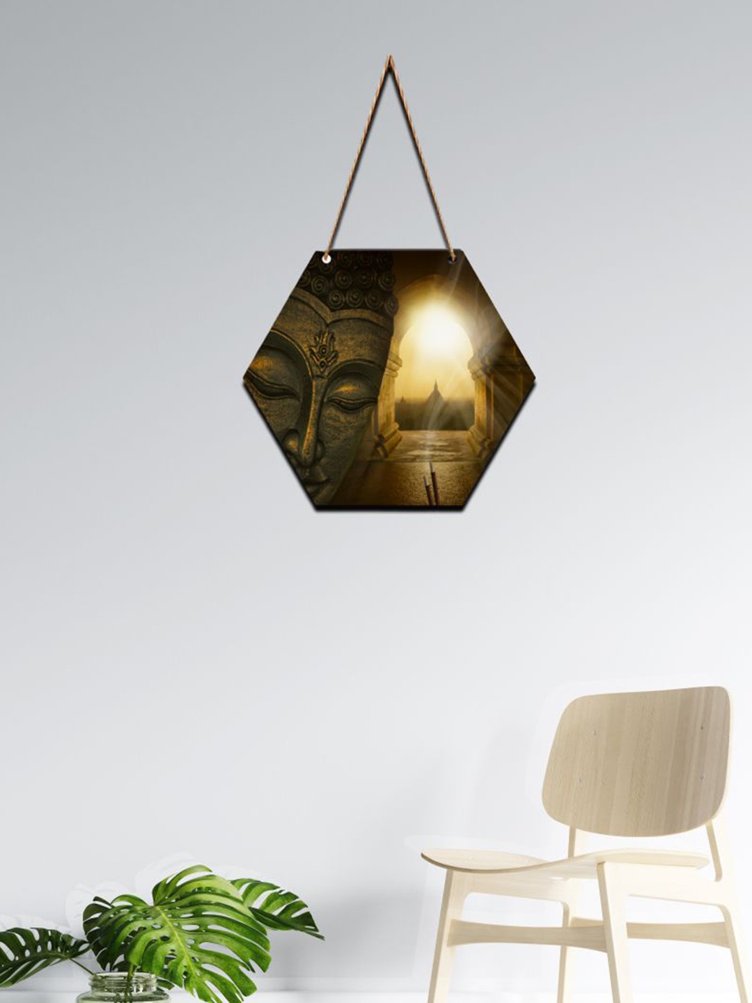

SAF Brown Lord Buddha Printed Hexagon Wall Hanging