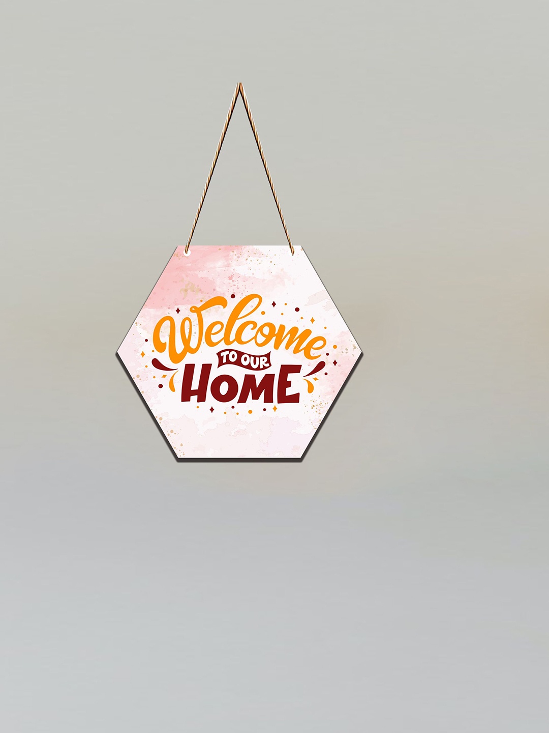 

SAF Pink Sweet Home Printed Hexagon Wall Hanging