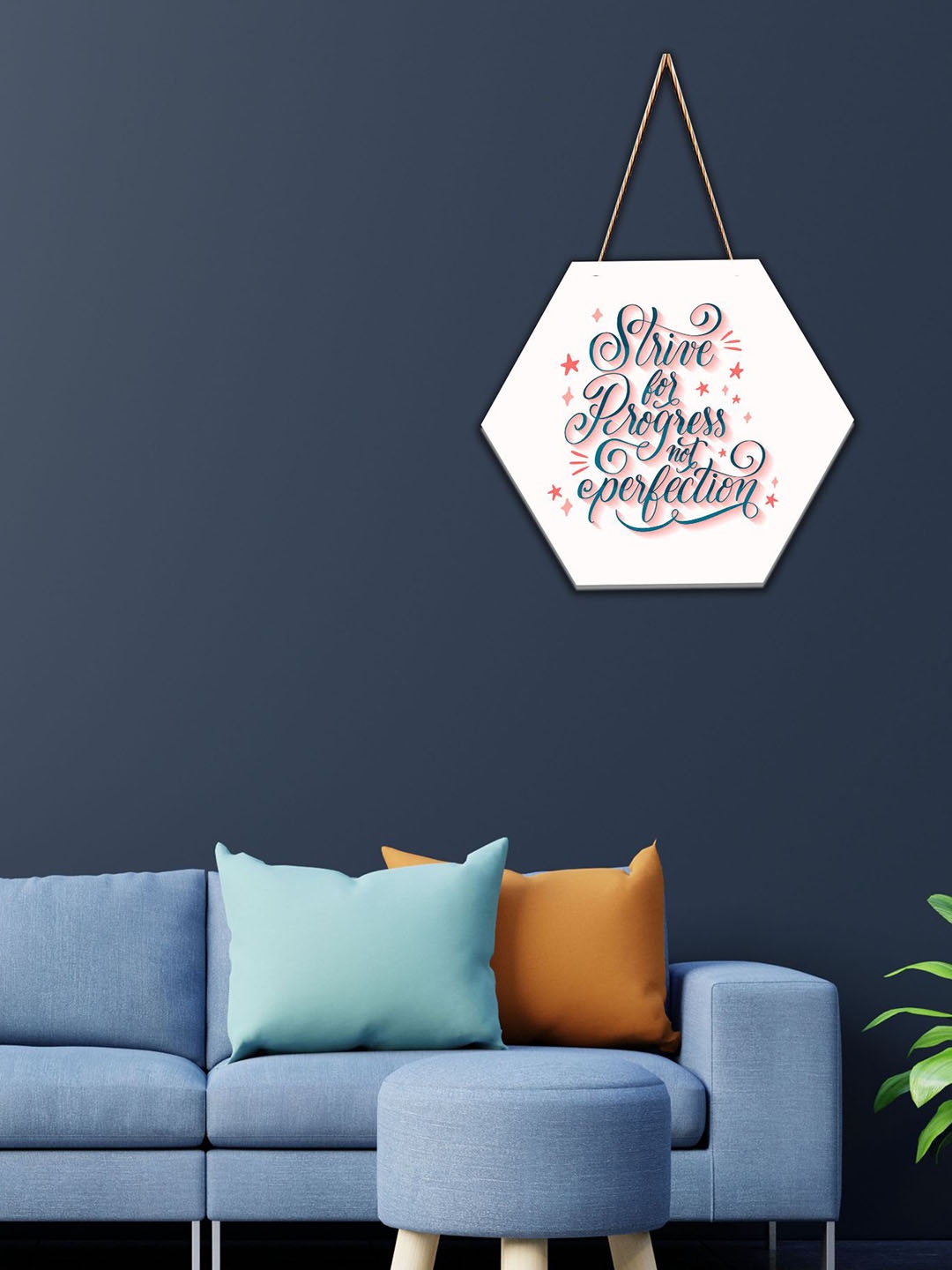 SAF White Motivational Printed Hexagon Wall Hanging