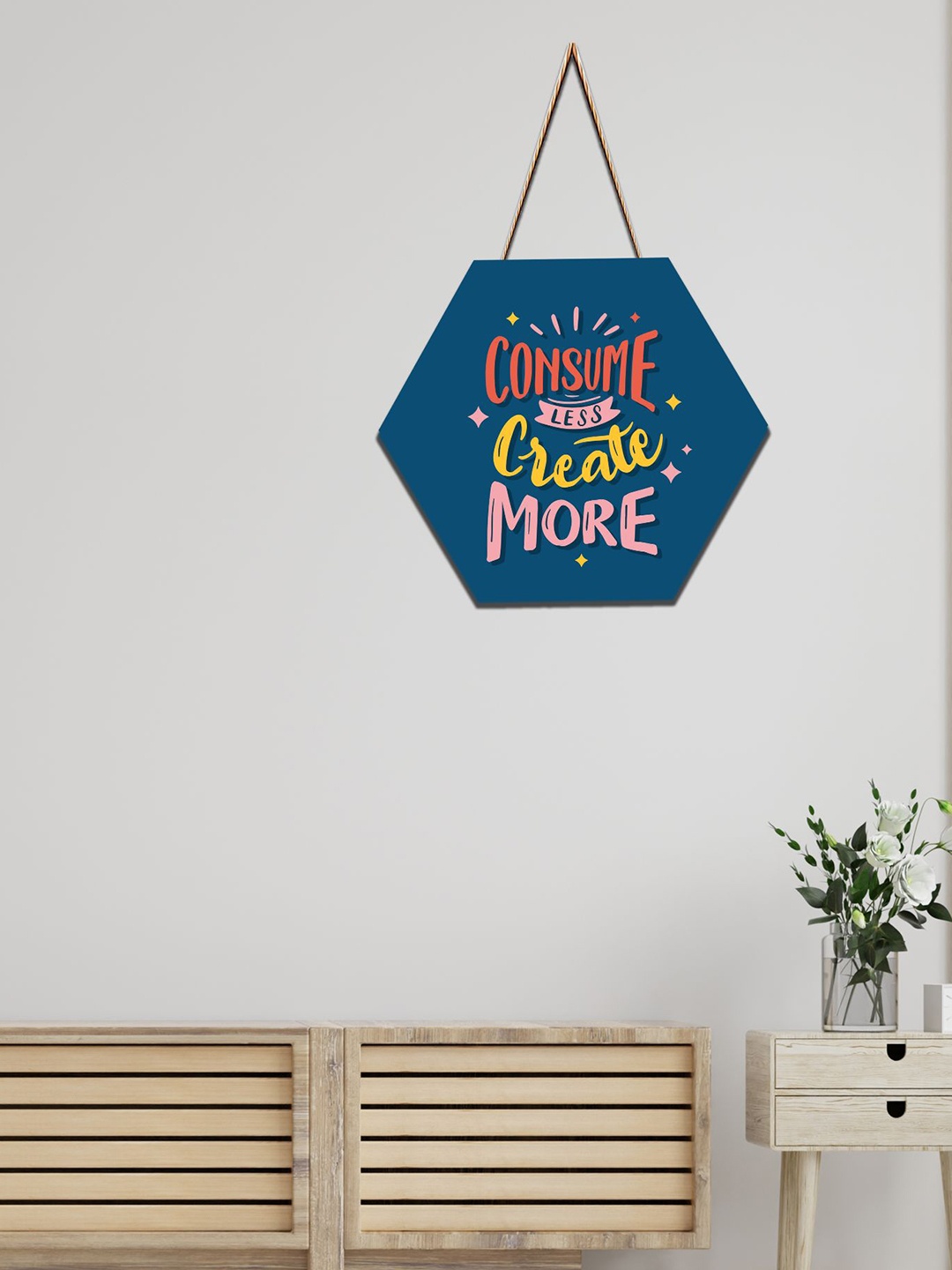 

SAF Blue Motivational Printed Hexagon Wall Hanging