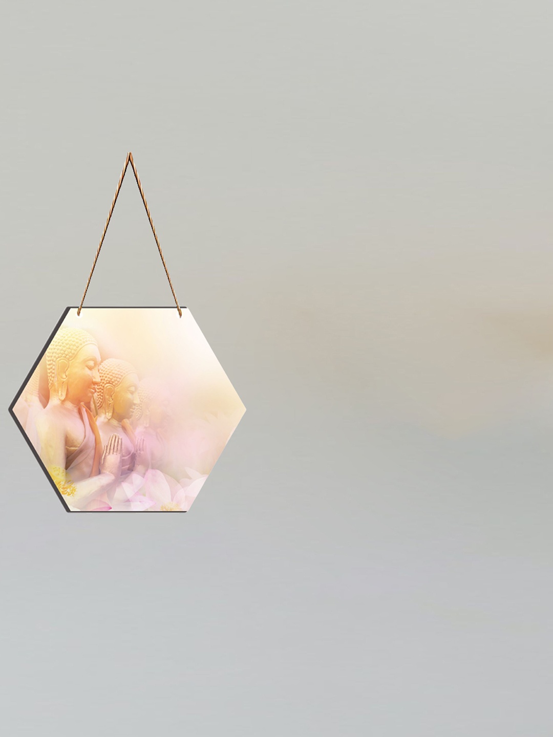 

SAF Yellow & Pink Lord Buddha Printed Hexagon Wall Hanging