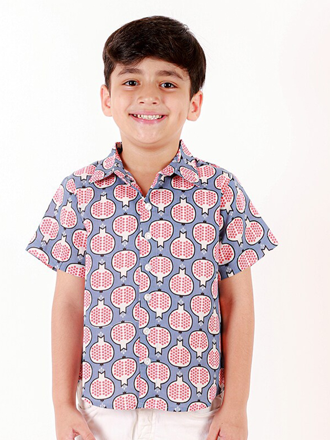 

Ka-mee Boys Comfort Conversational Printed Pure Cotton Casual Shirt, Blue