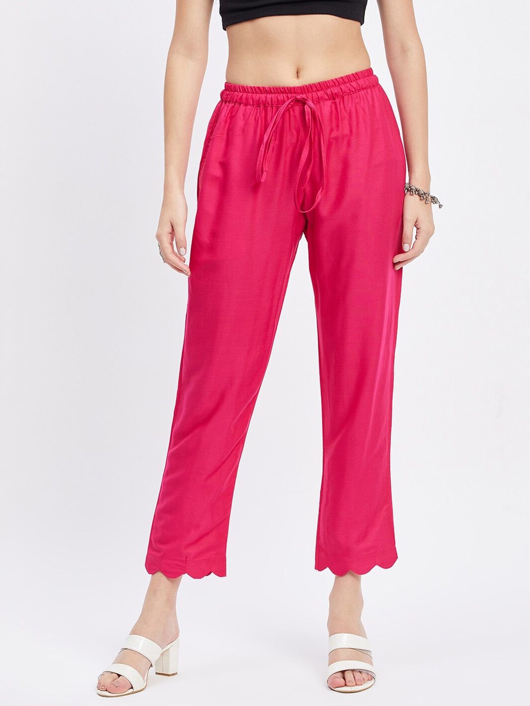 

Clora Creation Women Straight Palazzos, Magenta