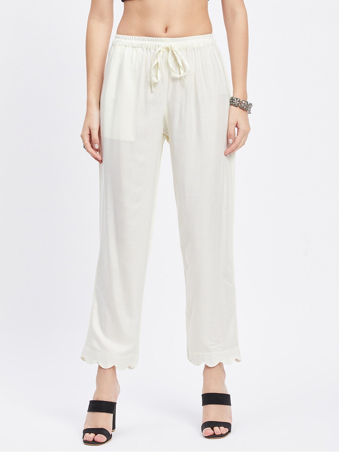 

Clora Creation Women Straight Palazzos, Off white
