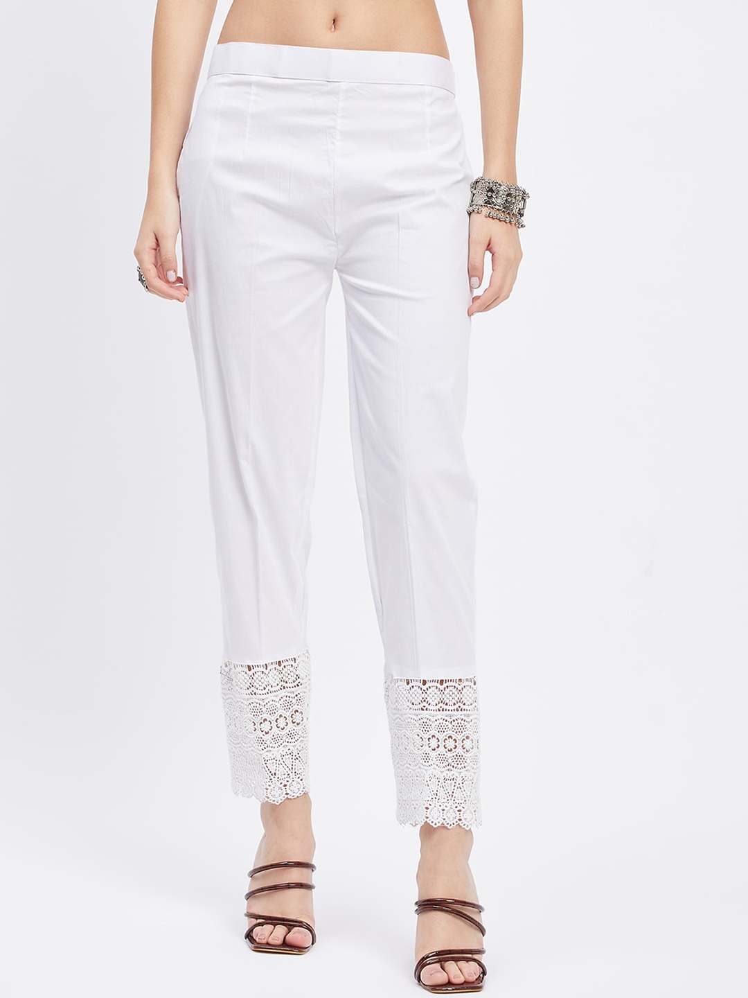 

Clora Creation Women Smart Mid-Rise Easy Wash Cotton Trousers, White