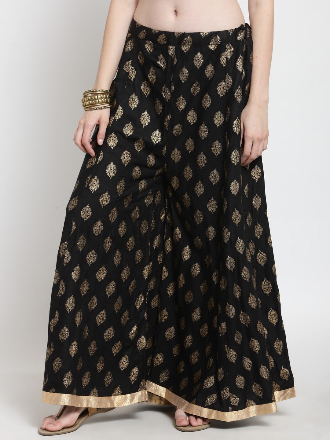 

Castle Lifestyle Women Ethnic Motifs Printed Flared Ethnic Palazzos, Black