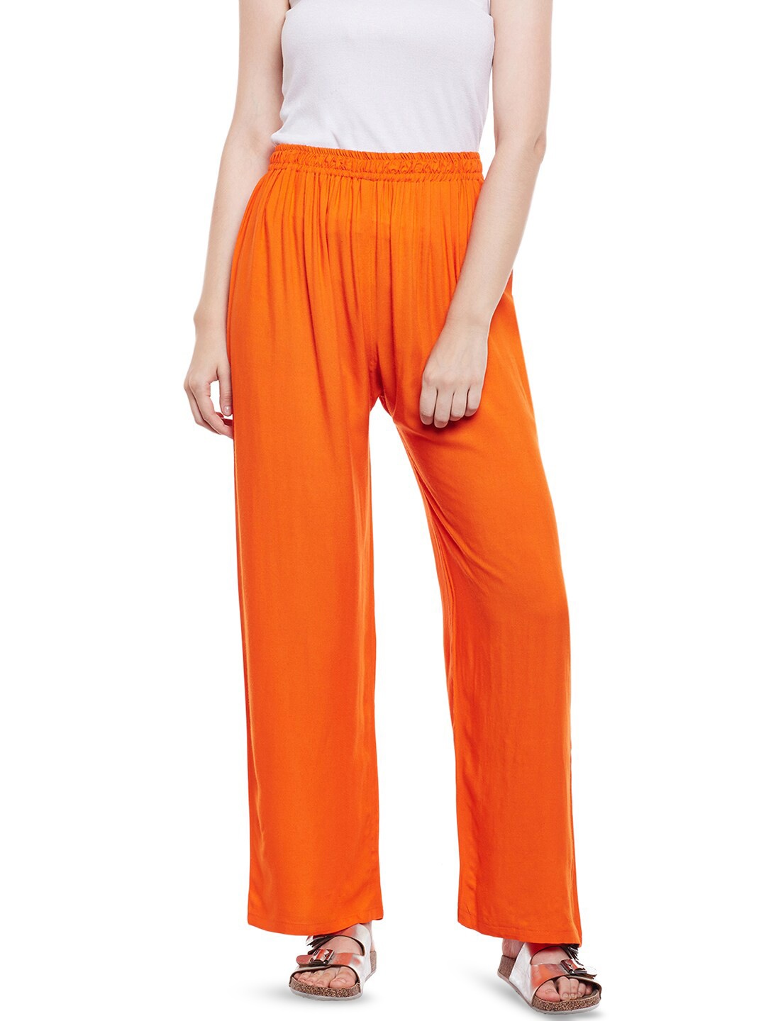 

Castle Lifestyle Women Mid-Rise Straight Palazzos, Orange