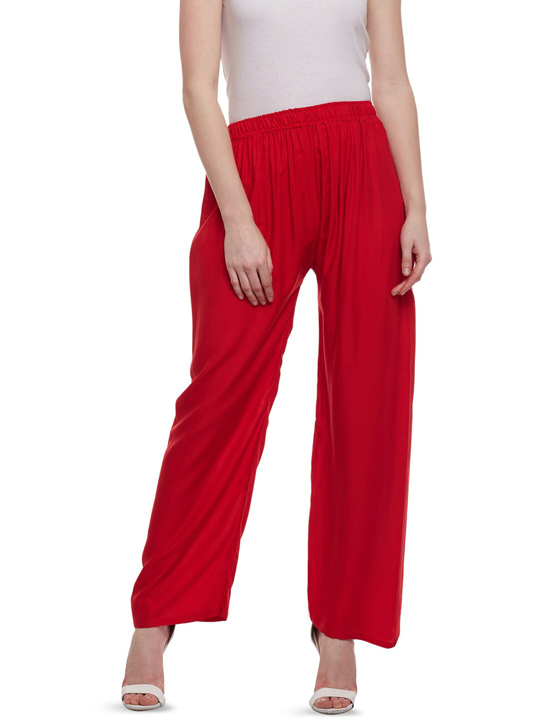 

Castle Lifestyle Women Mid-Rise Straight Palazzos, Red