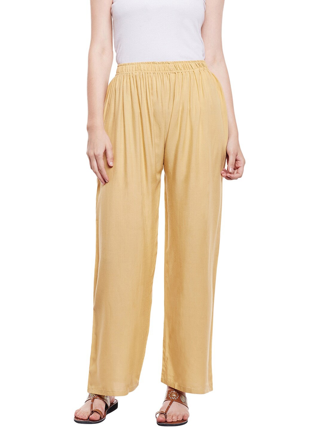 

Castle Lifestyle Women Mid-Rise Straight Palazzos, Beige