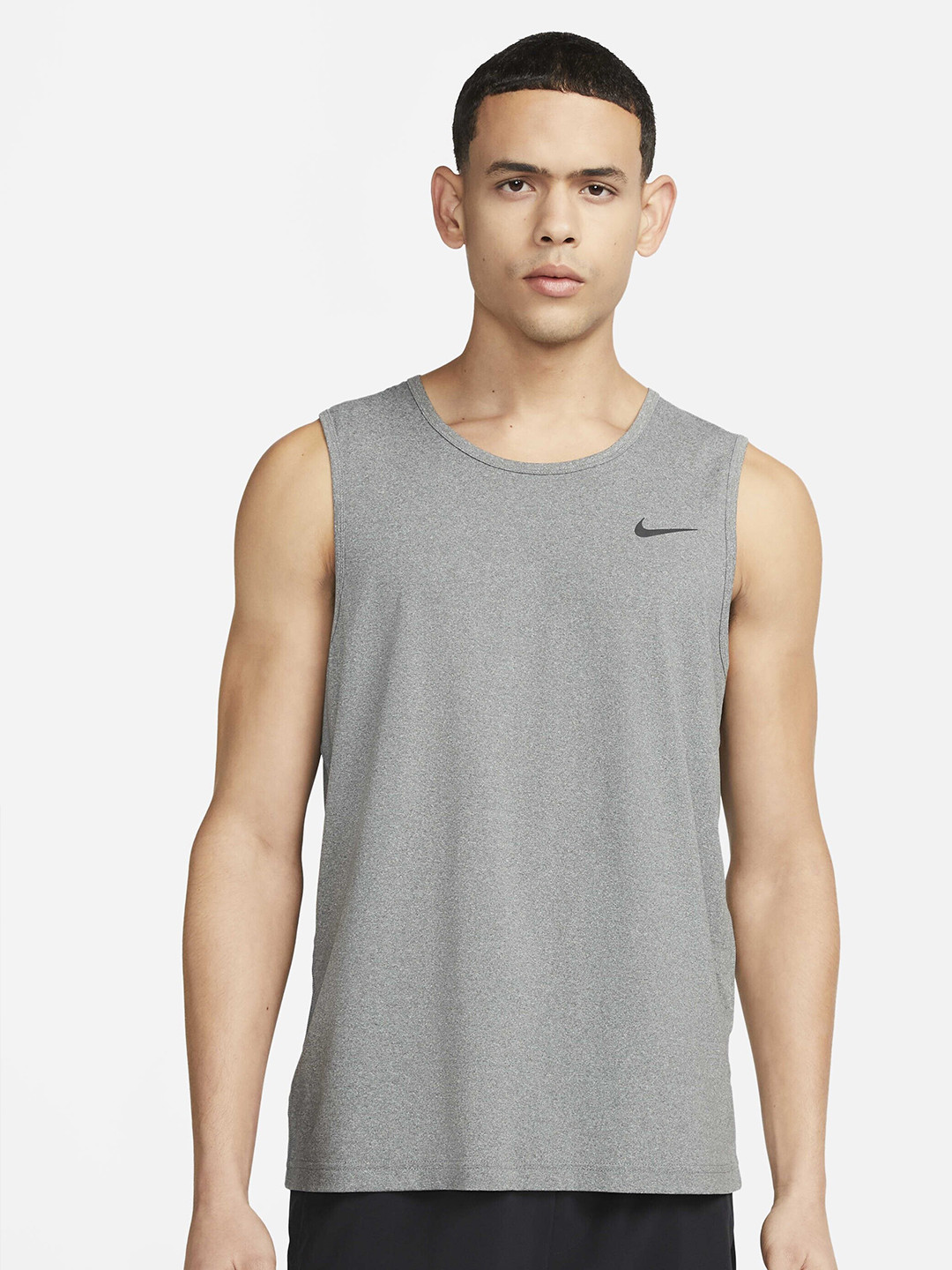 

Nike Dri-FIT Hyverse Brand Logo Printed Short-Sleeve Fitness Tank Tshirt, Grey