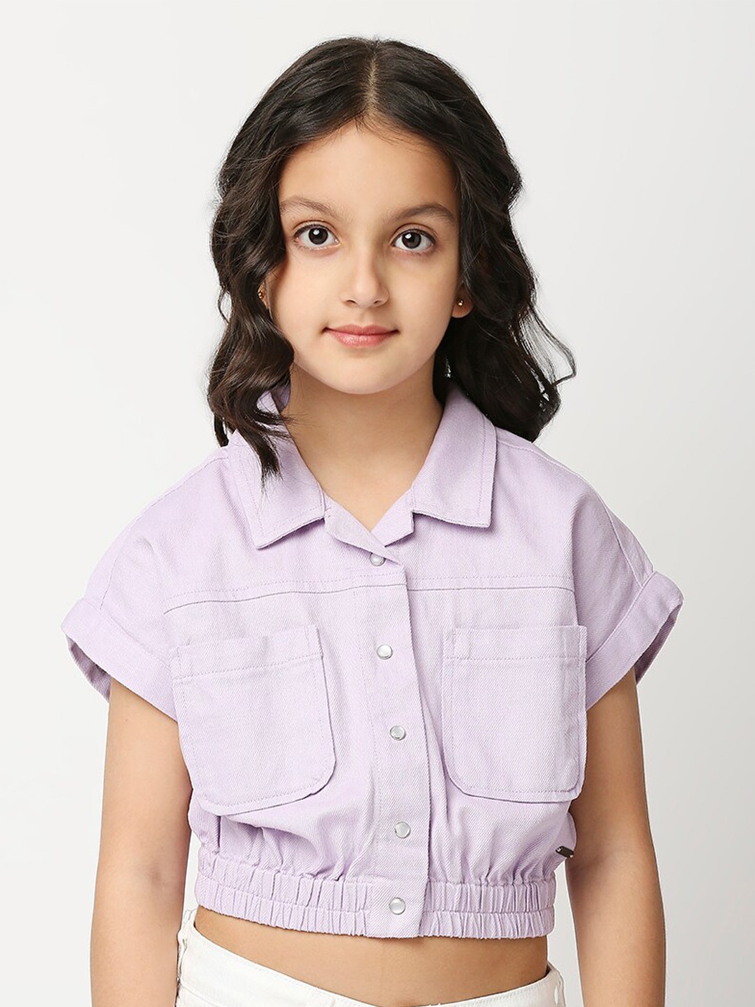 

Pepe Jeans Girls Twill Pure Cotton Crop Shirt, Lavender