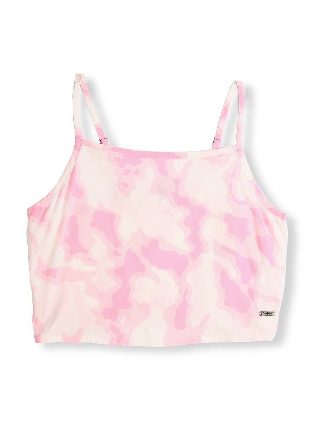 

Pepe Jeans Girls Abstract Printed Fitted Crop Top, Pink