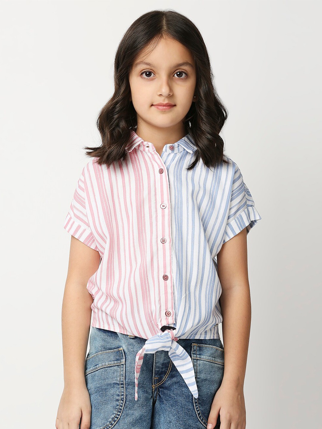 

Pepe Jeans Girls Striped Extended Sleeves Casual Shirt, Pink