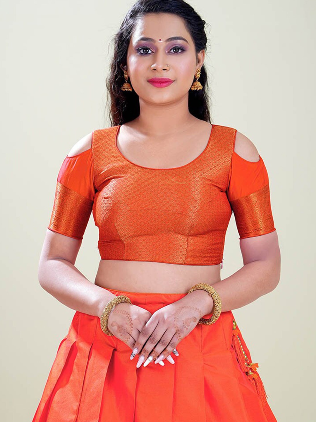 

HALFSAREE STUDIO Semi-Stitched Lehenga & Blouse With Dupatta, Green