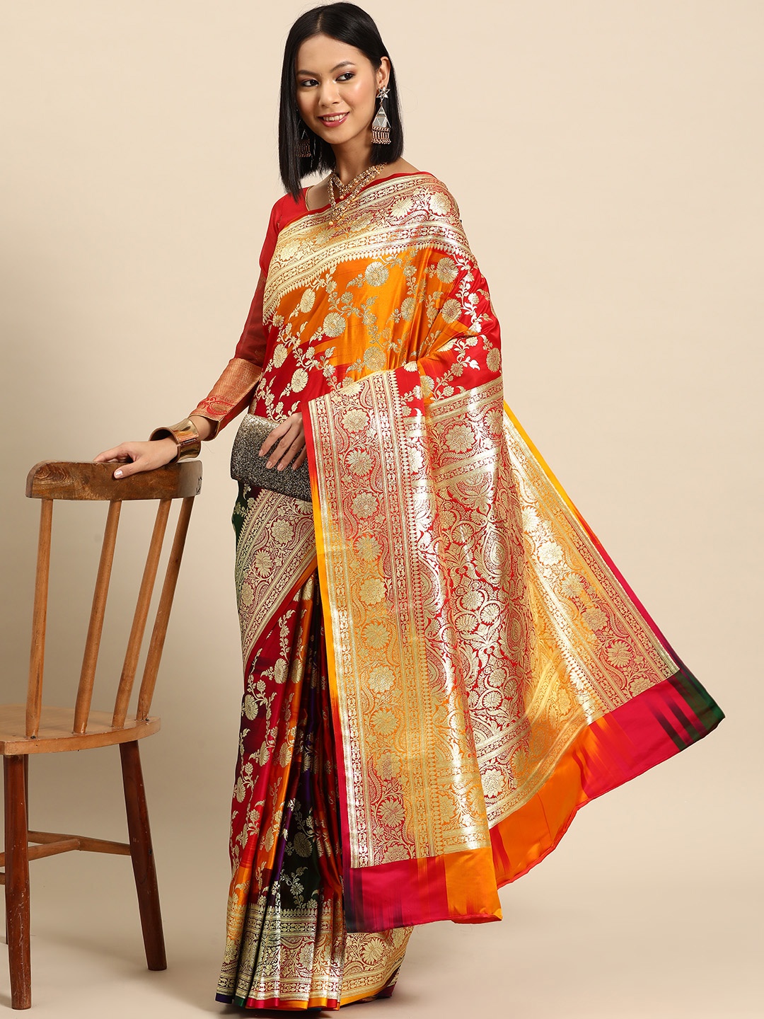 

Chhabra 555 Floral Zari Kanjeevaram Saree, Multi