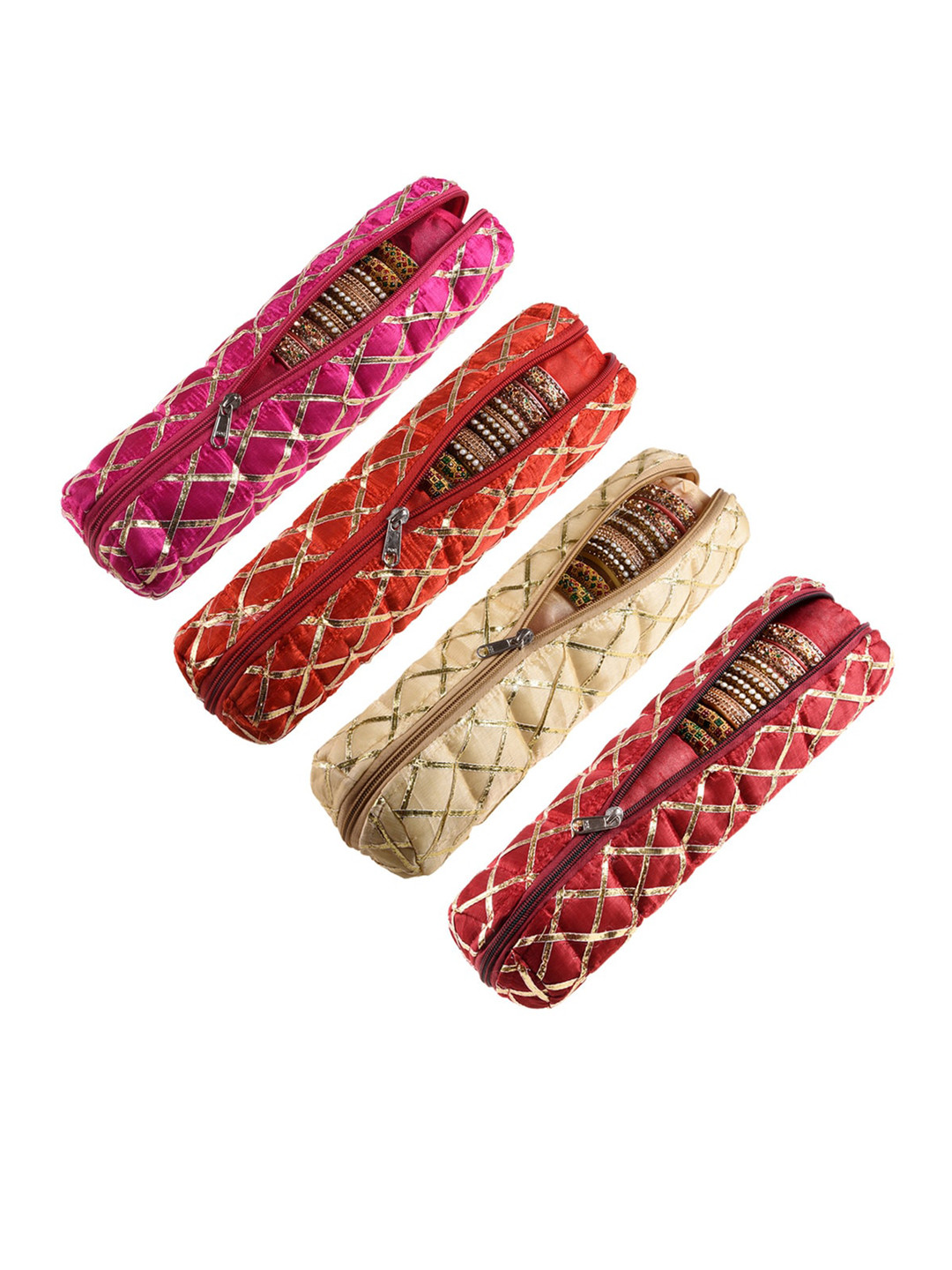 

Kuber Industries Red & Pink 4 Pieces Single Rod Bangle Boxes