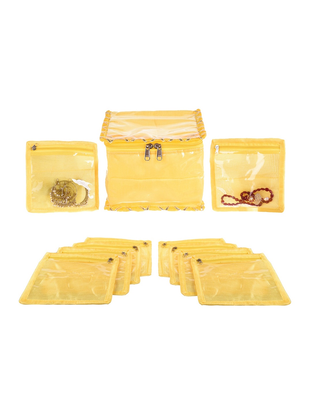 

Kuber Industries Yellow 2 Pieces PVC Laminated Jewellery Organizer