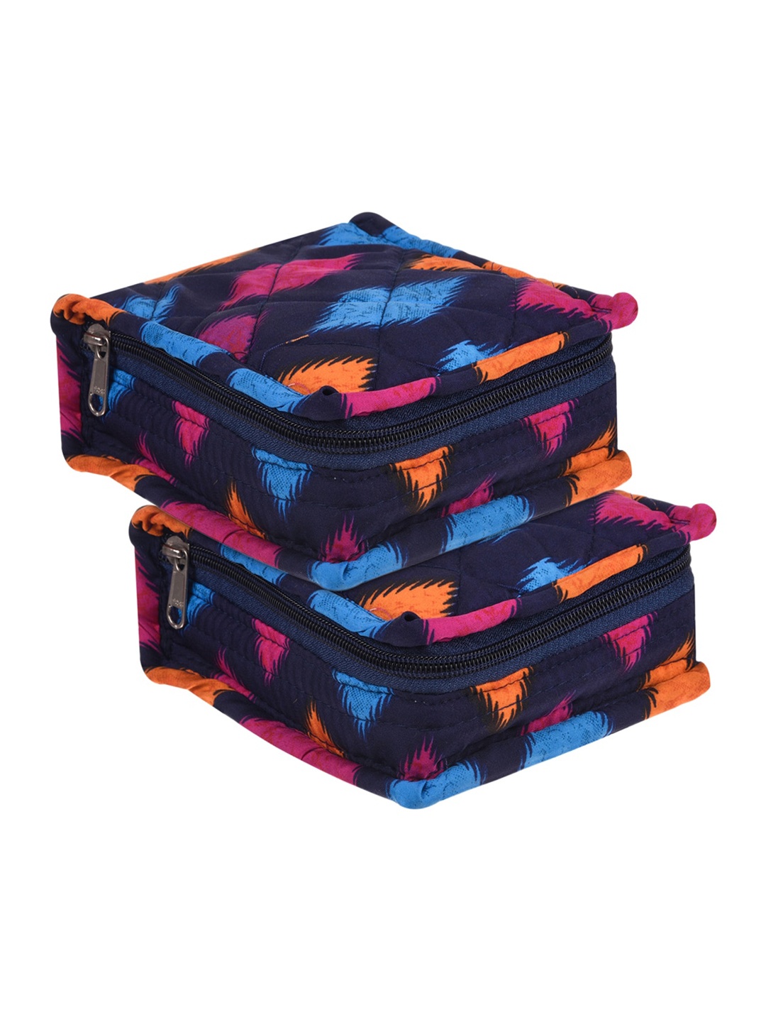 

Kuber Industries Blue & Pink 2 Pieces Printed Cotton Jewellery Organisers