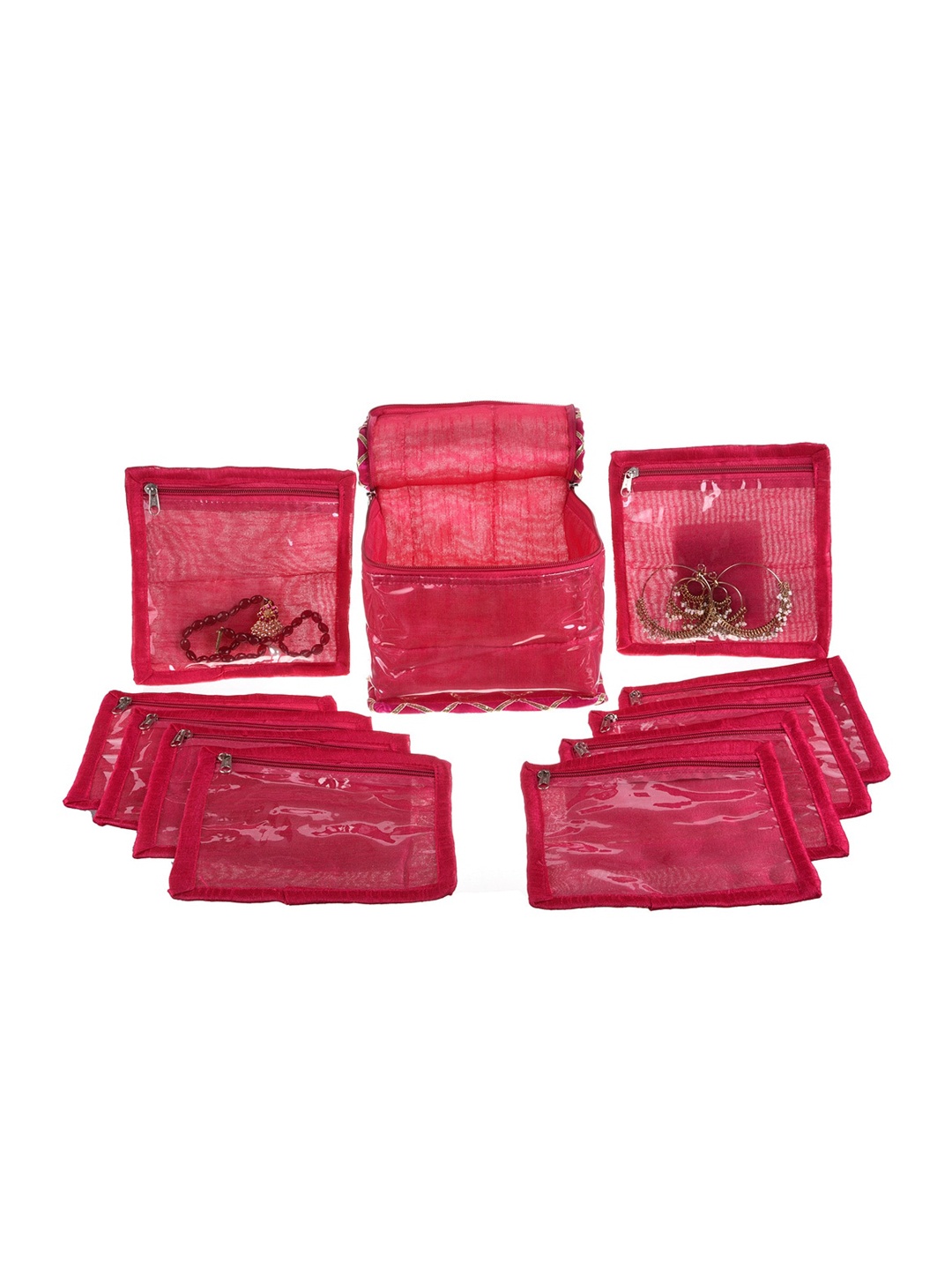 

Kuber Industries Pink 2 Pieces PVC Laminated Jewellery Organizers