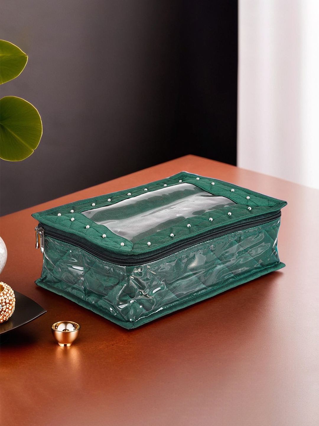 

Kuber Industries Green & Transparent 2 Roll Bangle Boxes