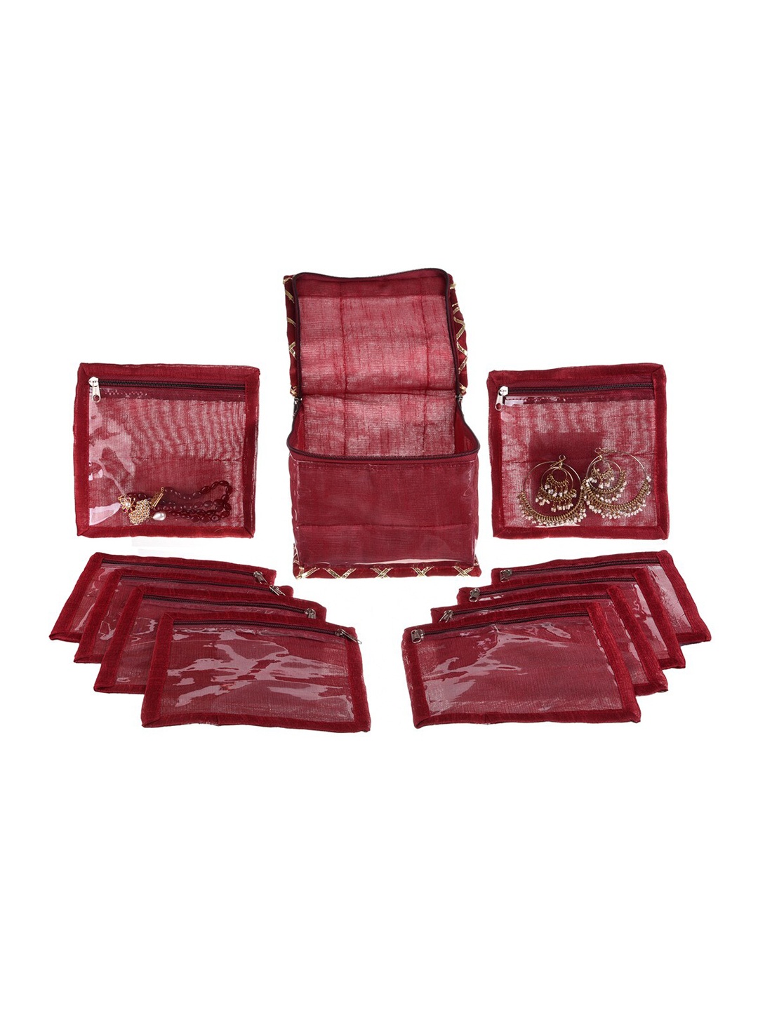 

Kuber Industries Maroon Water Resistant PVC Jewellery Organiser