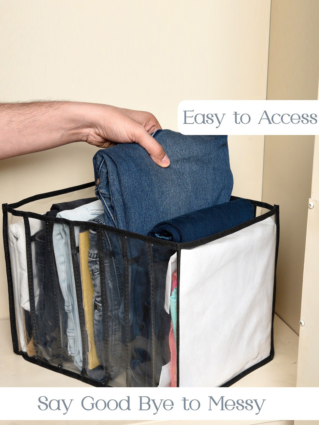 

Kuber Industries Black & White 2 Pieces Foldable 7 Grided Drawer Organizers
