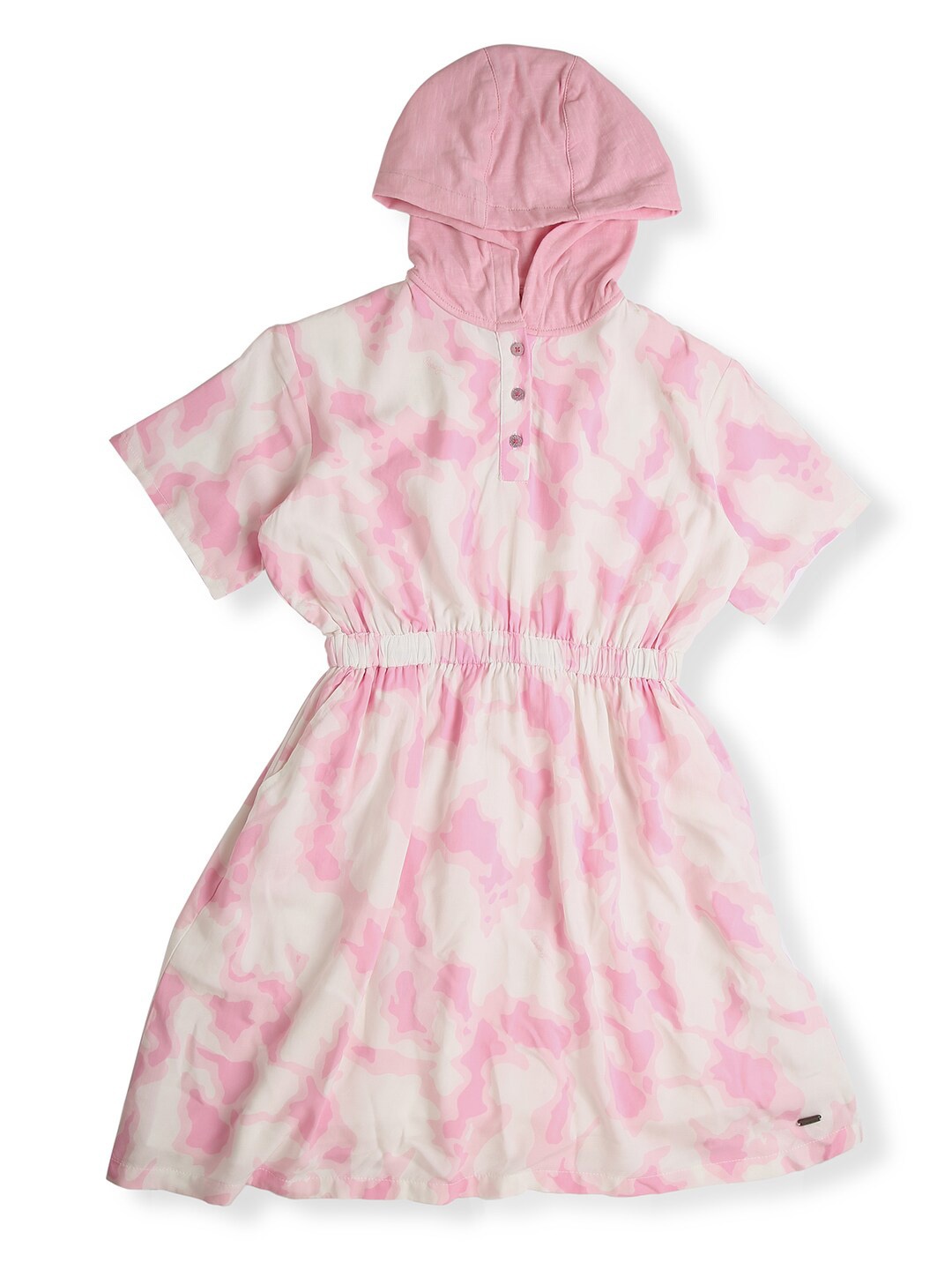 

Pepe Jeans Girls Tie and Dye Printed Hooded Fit & Flare Dress, Pink