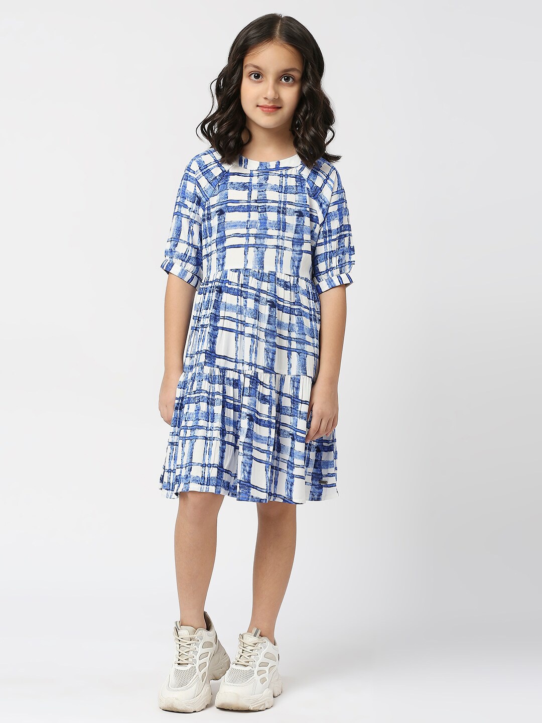 

Pepe Jeans Girls Checked A-Line Dress, Blue