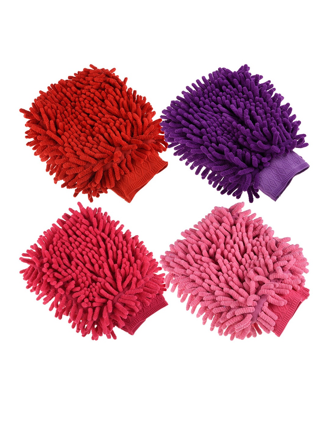 

Kuber Industries Chenille Mitts Purple & Red 4 Pieces HandDuster