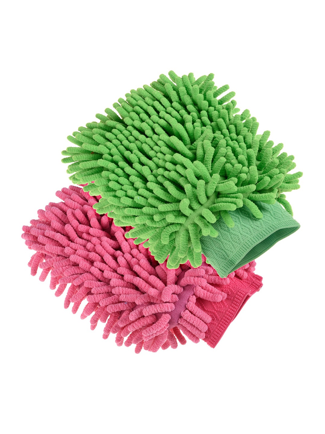 

Kuber Industries Chenille Mitts Green & Pink 2 Pieces Hand Duster