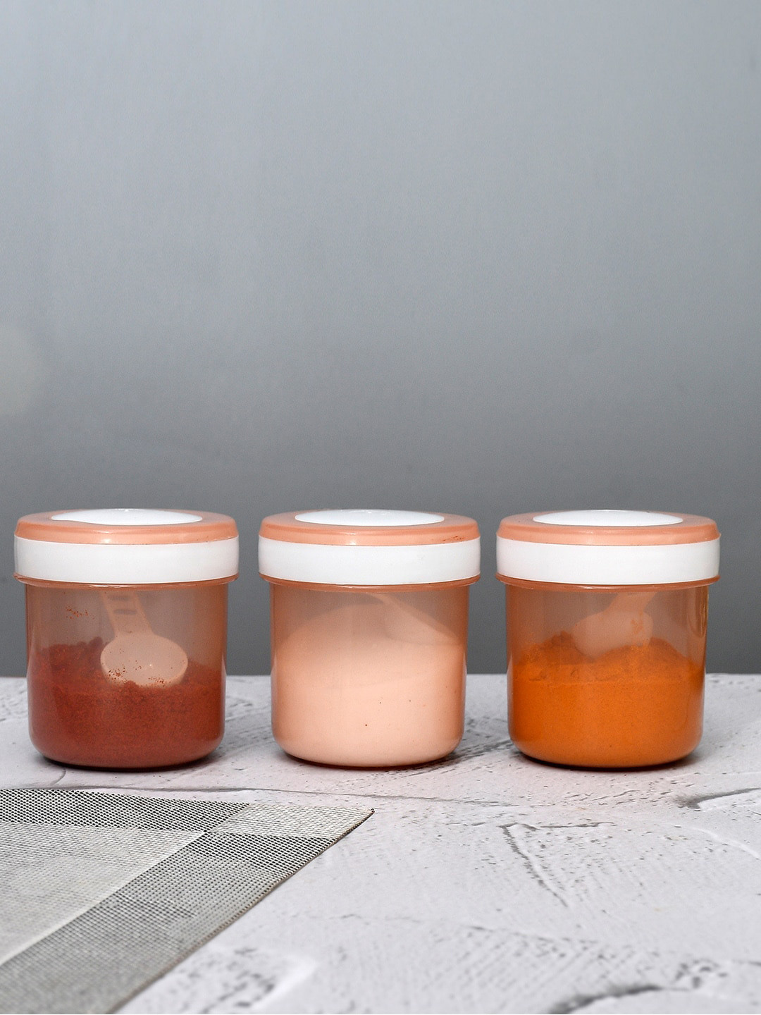 

Kuber Industries Brown & White 12 Pieces Airtight Storage Containers With Spoons-1.10L