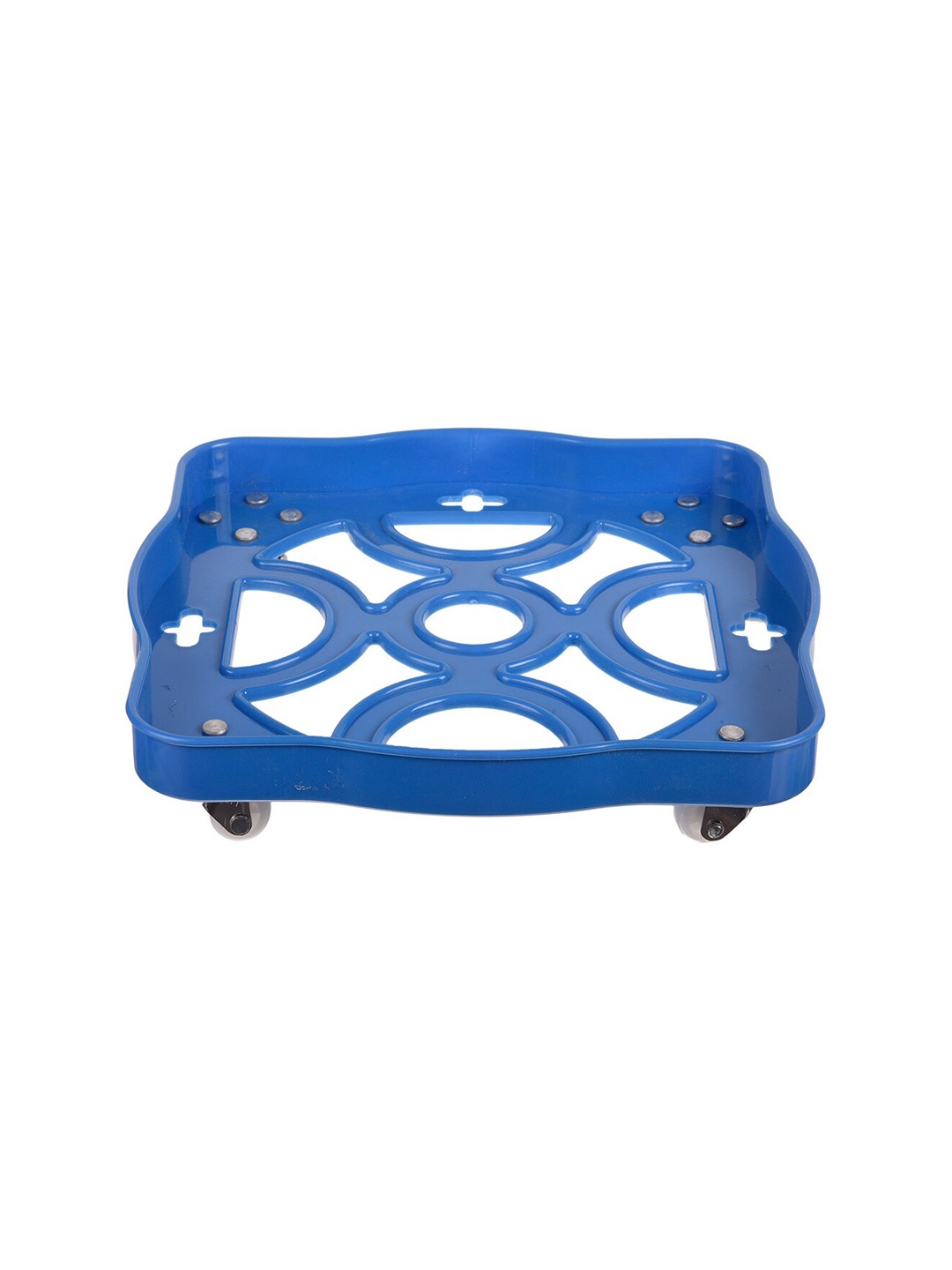 

Kuber Industries Blue Cylinder Stand Trolley With Wheels