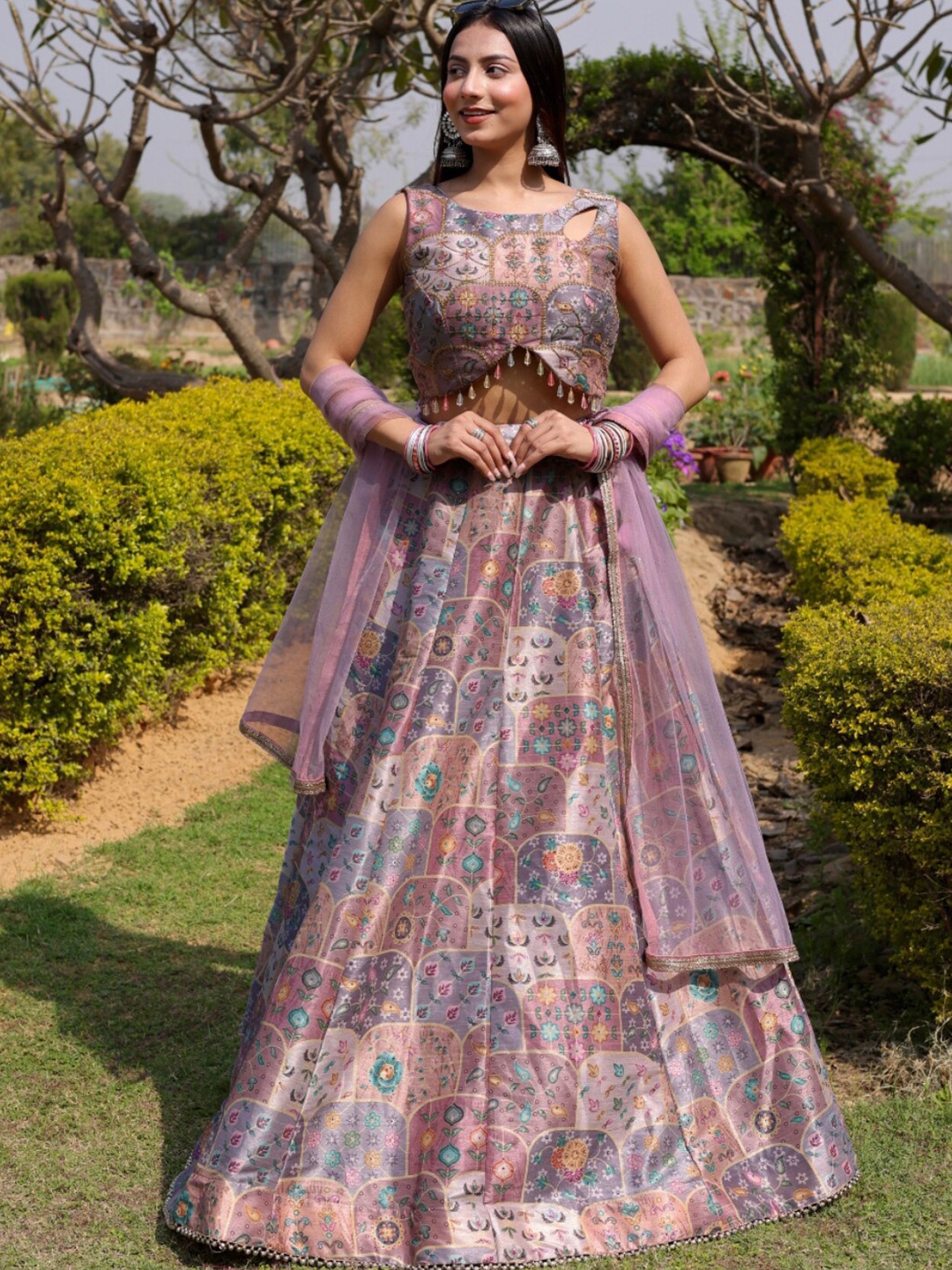 

Chhabra 555 Lavender Coloured Floral Printed Lehenga Choli With Dupatta, Mauve